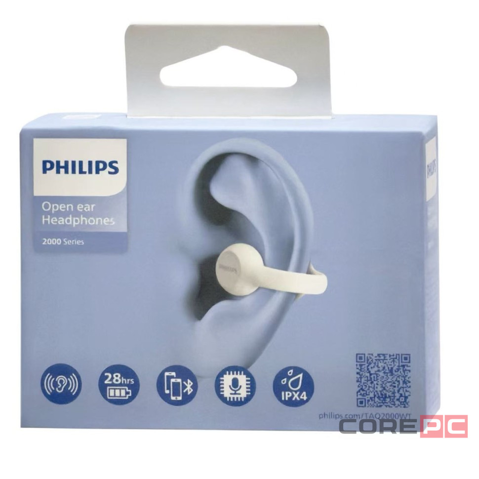 Беспроводные Bluetooth наушники-клипсы для спорта с открытым ухом Philips (TAQ2000WT) белый