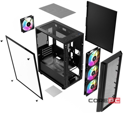 Компьютерный корпус XASTRA A402M 4FRGB Black (A402M-4FC12F-BK)