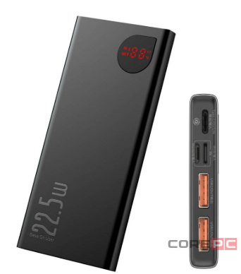Внешний аккумулятор Baseus Adaman Metal Digital Display Quick Charge 10000mAh 22.5W (черный) (PPADM10S)