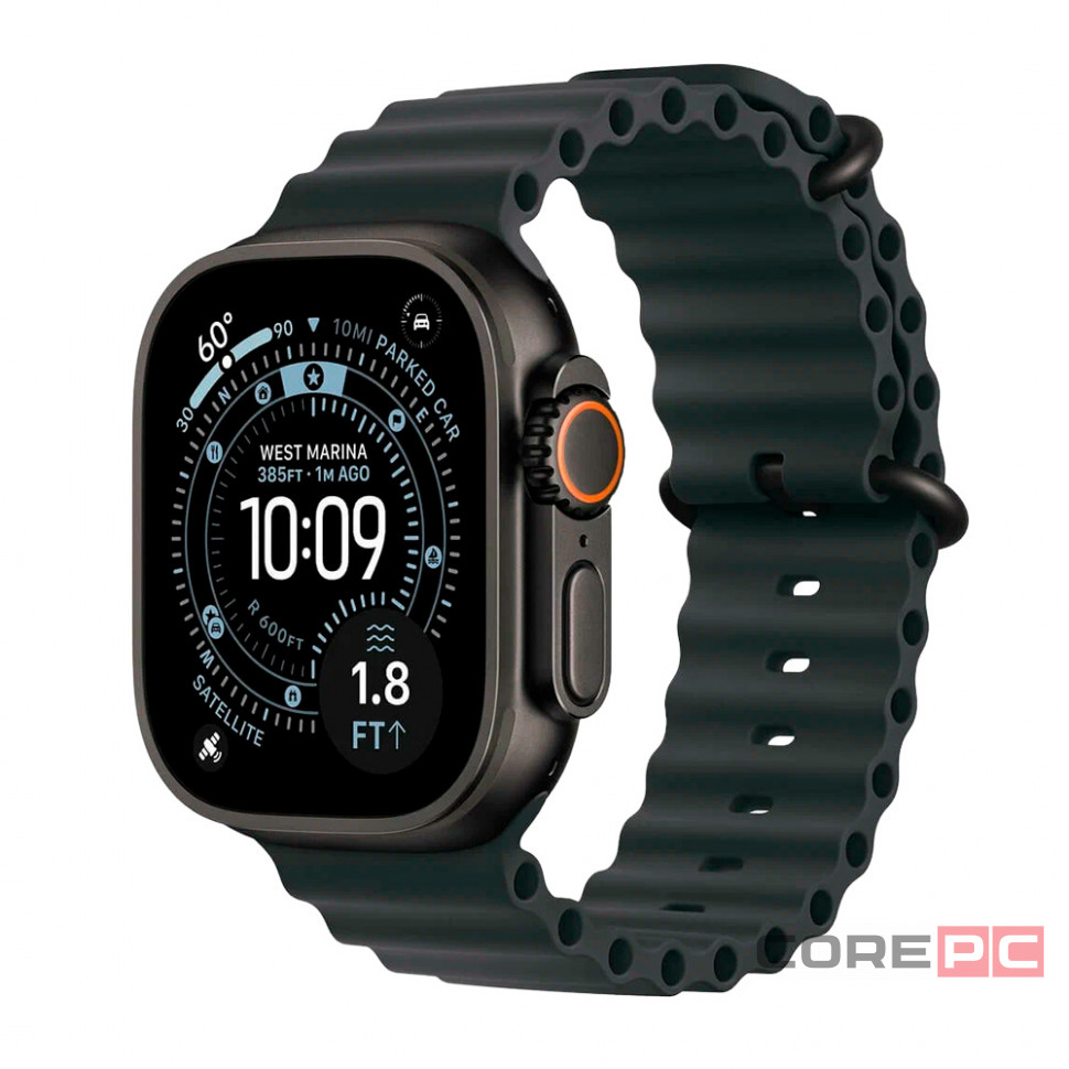 Apple Watch Ultra 3 49mm Black Titanium Case with Black Ocean Band (One Size)