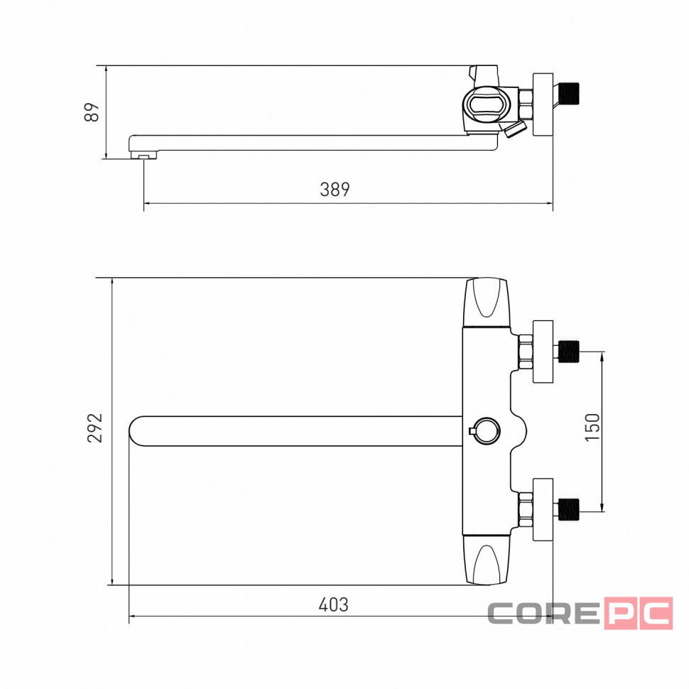 Смеситель для ванны и раковины MIXLINE МЛ39-02/ML39-02, вентильное управление, цвет хром