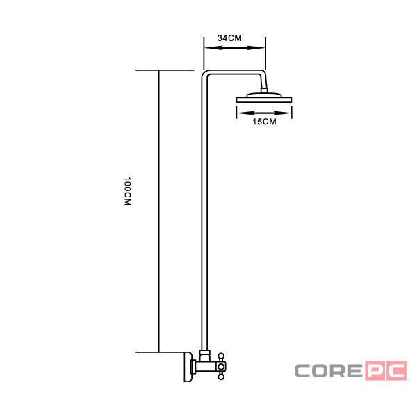 Душевая система MIXLINE МЛ2408 (ML2408) стационарный лейка тропический душ, хром