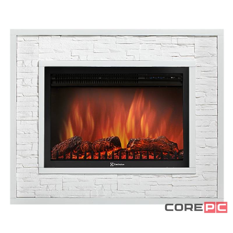 Портал Firelight Loft 30 камень белый, белая эмаль