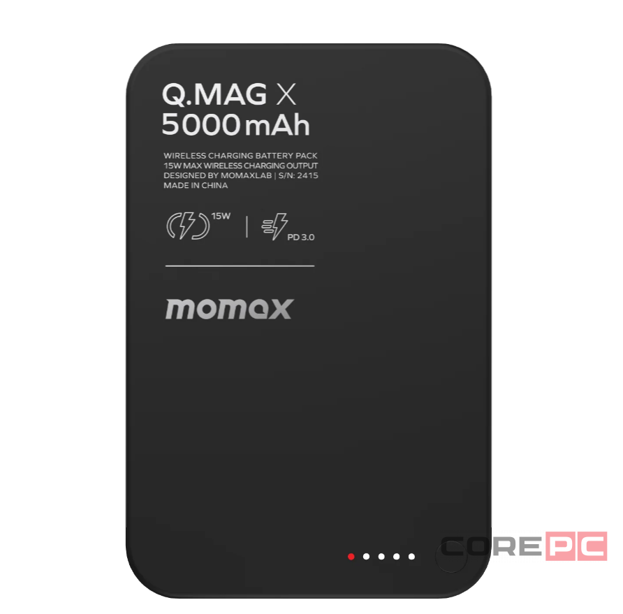 Powerbank магнитный с MagSafe Momax Q. Mag X 5000mAh IP116A черный