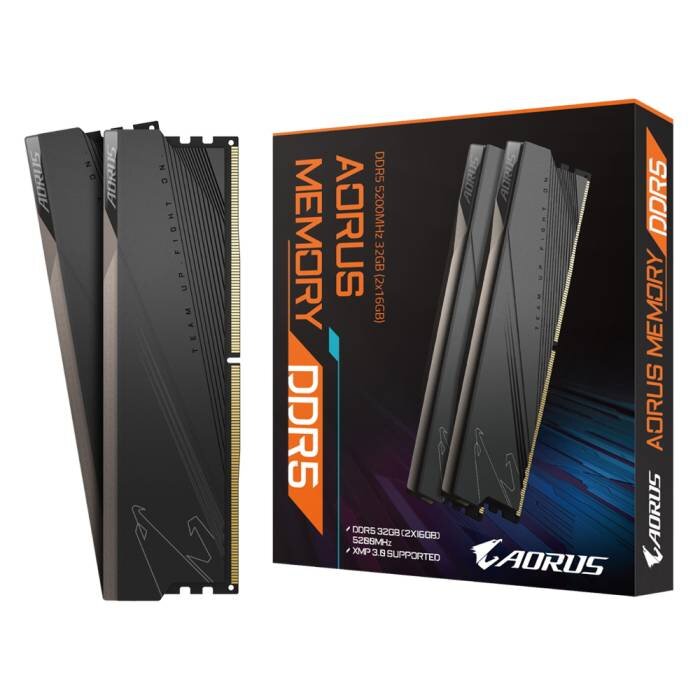 Оперативная память 32 Gb 5200 MHz Gigabyte AORUS Gray Gaming Memory (GP-ARS32G52D5)