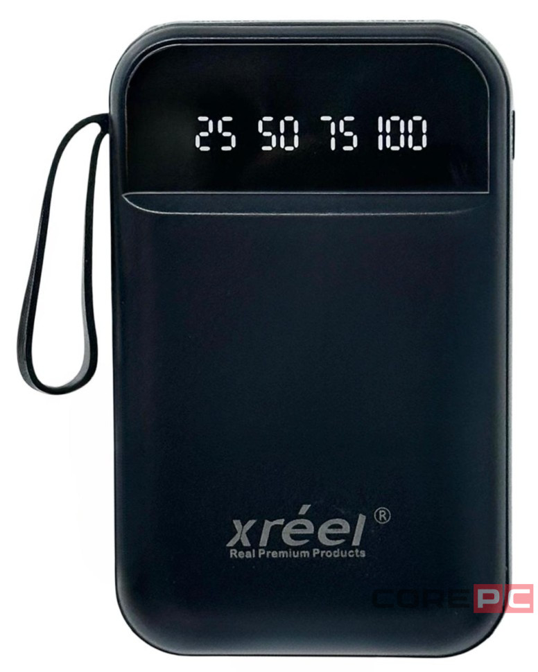 Powerbank Xreel 10000mAh 2USB/1USB-C с проводом Type-C/Lightning/Micro черный