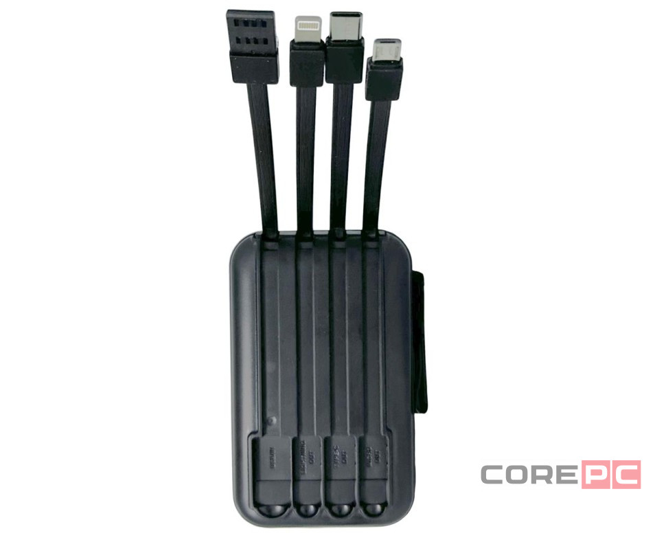 Powerbank Xreel 10000mAh 2USB/1USB-C с проводом Type-C/Lightning/Micro черный