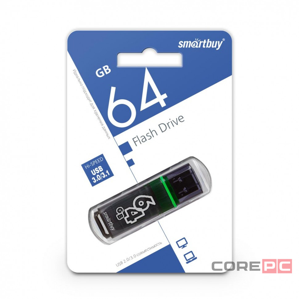 3.0 USB флеш накопитель Smartbuy 64GB Glossy Dark Grey (SB64GBGS-DG)