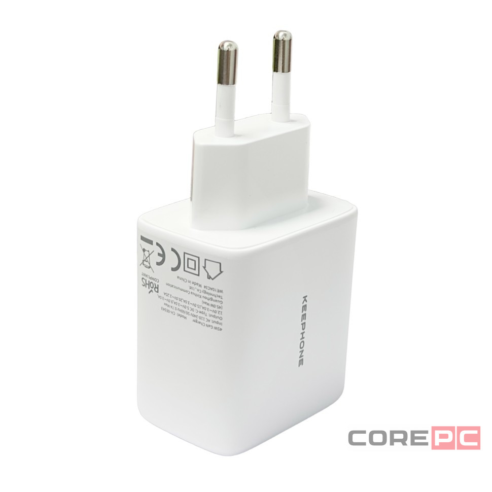 Сетевое зар. устр. Keephone Booster 1C Gan 45W белое