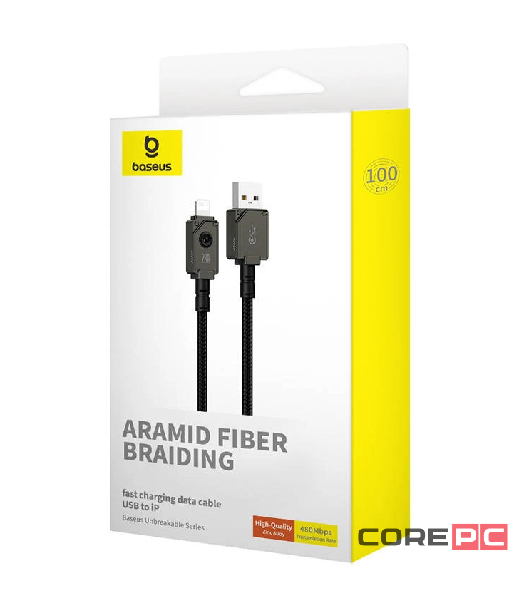 Usb Кабель-зарядка Lightning Baseus Unbreakable 1м (P10355802111-00) 2.4A черный