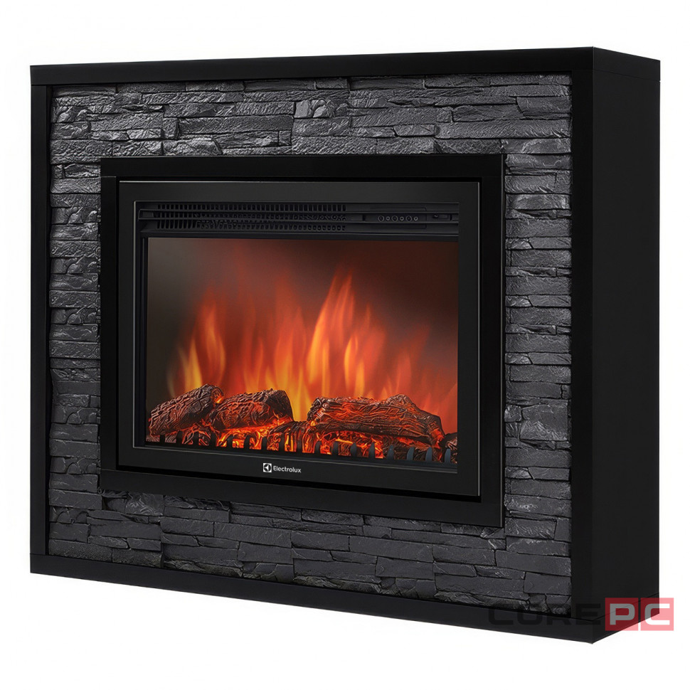 Портал Firelight Loft 30 камень черный, черная эмаль