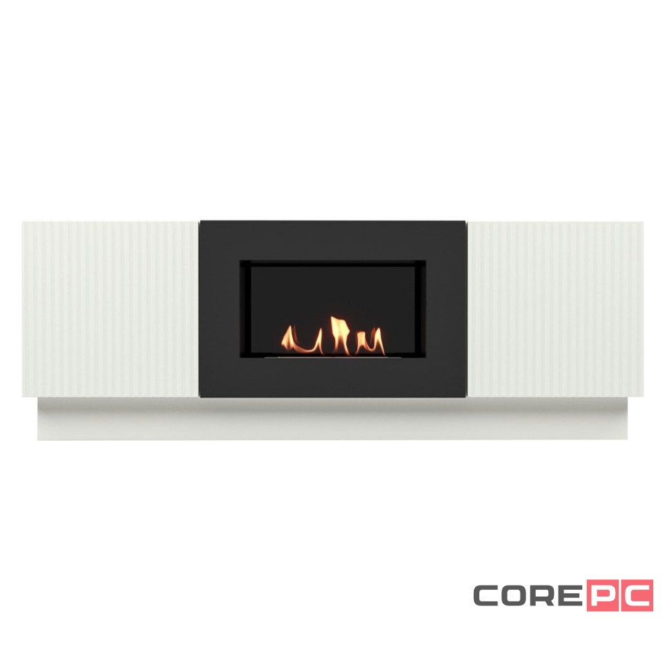 Каминокомплект: Тумба с биокамином Firelight BFP/P-1400L белая+набор керамических дров ель