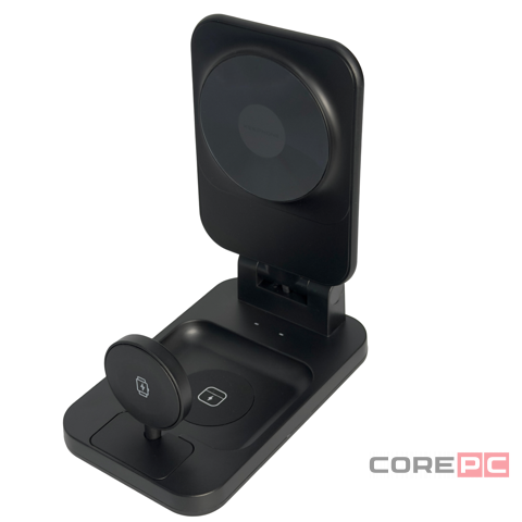Беспроводное зарядное устройство 3in 1 с подставкой Keephone Tech Power Stand черный