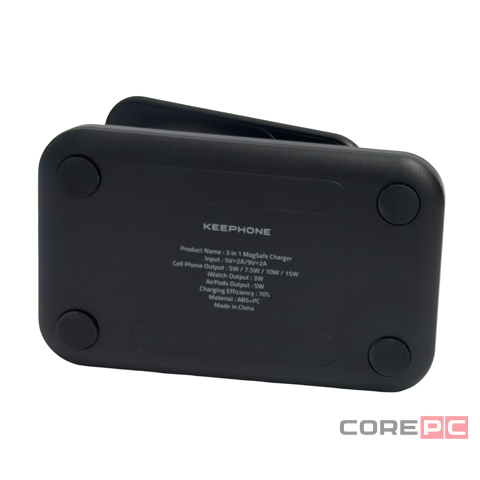 Беспроводное зарядное устройство 3in 1 с подставкой Keephone Tech Power Stand черный