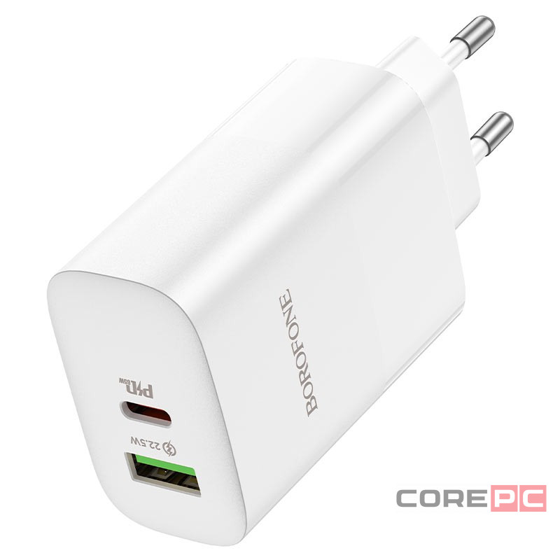 Сетевое зар. устр. Borofone BN10 1USB/1C 22.5W/65W белое