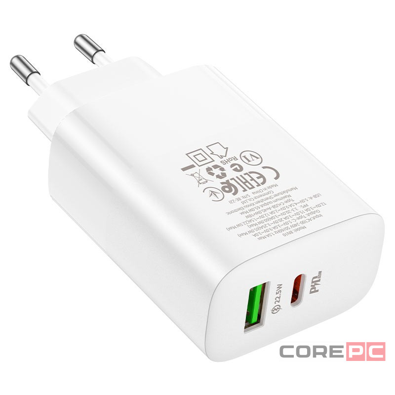 Сетевое зар. устр. Borofone BN10 1USB/1C 22.5W/65W белое