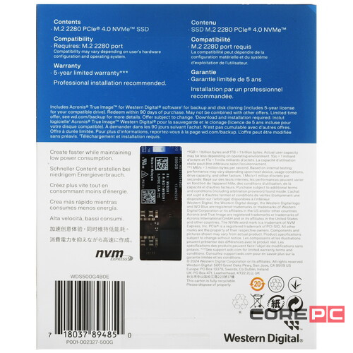 Твердотельный накопитель Western Digital 500 Gb Blue SN5000 (WDS500G4B0E)