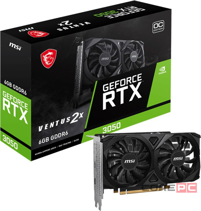 Видеокарта MSI (RTX 3050 VENTUS 2X E 6G OC) GeForce RTX 3050 6GB VENTUS 2X E OC