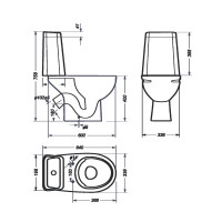 Унитаз компакт Sanita WC.CC/Mars/2-DM.Rim/WHT.G/S1 безободковый, с сиденьем, микролифт, цвет белый
