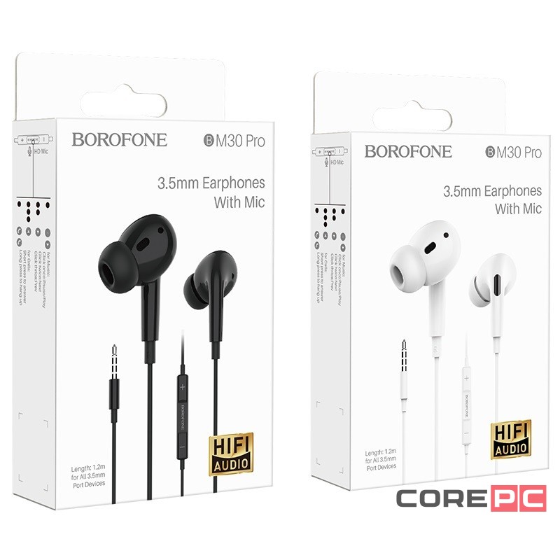 Стереонаушники Borofone BM30 Pro с микрофоном 1.2м белые