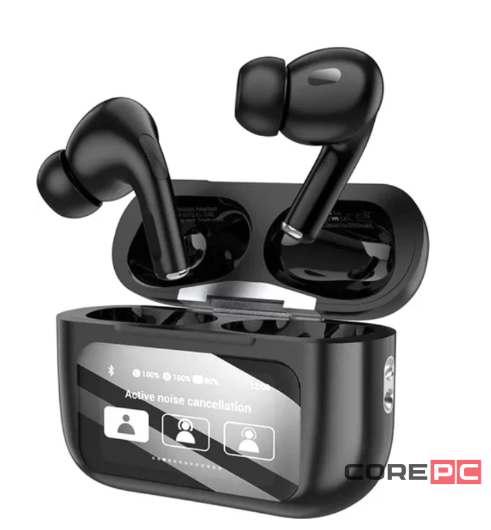 Беспроводные наушники Hoco EW72 с шумоподавлением в кейсе с сенсорным экраном чёрный