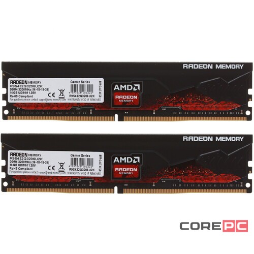 Оперативная память 32 Gb 3200 MHz AMD R9 GAMERS SERIES Black (R9S432G3206U2K)
