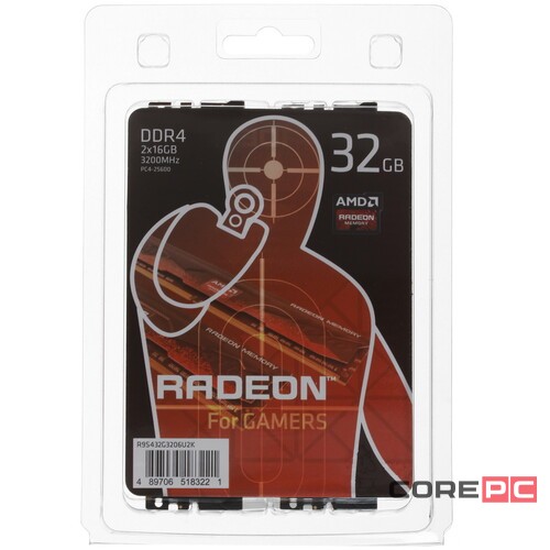 Оперативная память 32 Gb 3200 MHz AMD R9 GAMERS SERIES Black (R9S432G3206U2K)