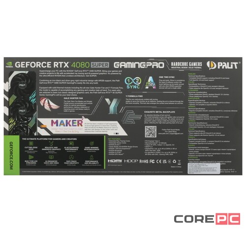 Видеокарта Palit (NED408S019T2-1032A) GeForce RTX 4080 SUPER 16GB GAMINGPRO