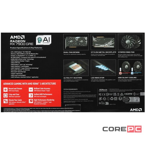Видеокарта ASRock (RX7900GRE CL 16GO) Radeon RX 7900 GRE 16GB CHALLENGER OC