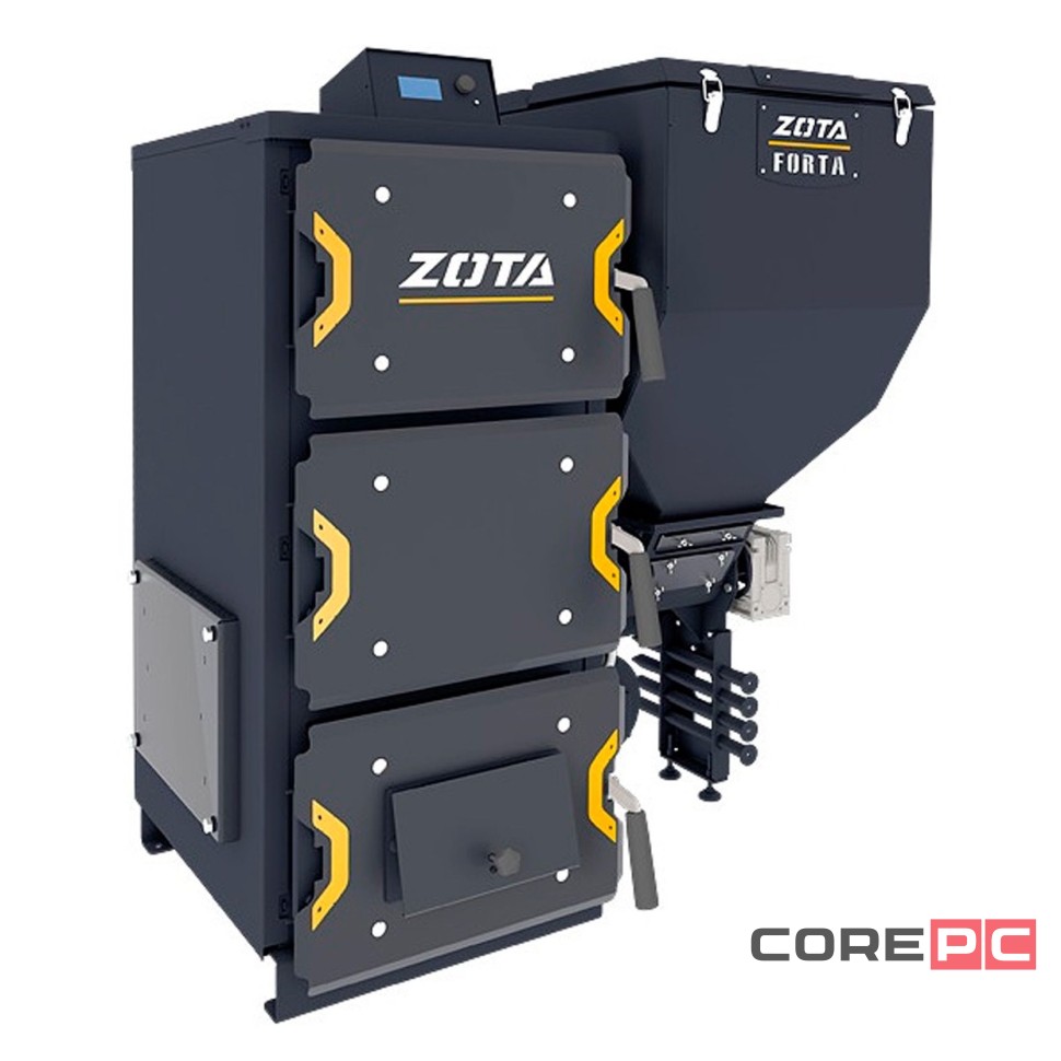 Котел угольный ZOTA Forta 12 кВт (DM) с автоматической подачей топлива (котёл + бункер c мех.под.)