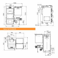 Котел угольный ZOTA Forta 12 кВт (DM) с автоматической подачей топлива (котёл + бункер c мех.под.)