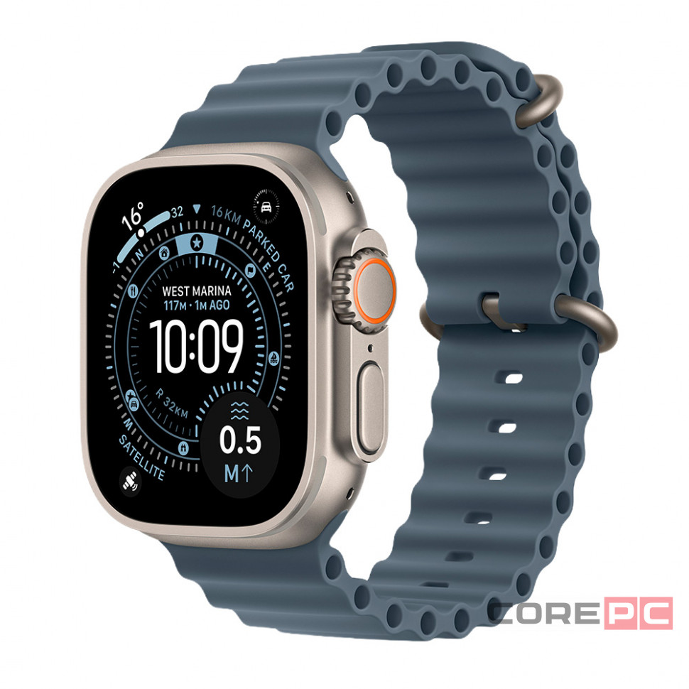 Apple Watch Ultra 3 49mm Natural Titanium Case with Anchor Blue Ocean Band (One Size)