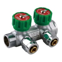 Коллектор VIEIR 3/4-16-2вых с регул. вентилями, еврок. VER-PRO VER402
