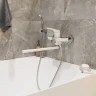 Смеситель для ванны и раковины MIXLINE МЛ41-02/ML41-02, рычажное управление, цвет хром/белый