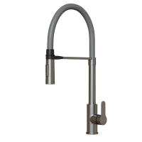 Смеситель для кухни MIXLINE МЛНС-0402/MLSS-0402 серый, рычажное управление, цвет сатин/серый