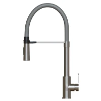 Смеситель для кухни MIXLINE МЛНС-0402/MLSS-0402 серый, рычажное управление, цвет сатин/серый