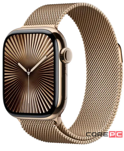 Apple Watch Series 10 42mm Gold Titanium Case with Gold Stainless Steel Milanese Loop