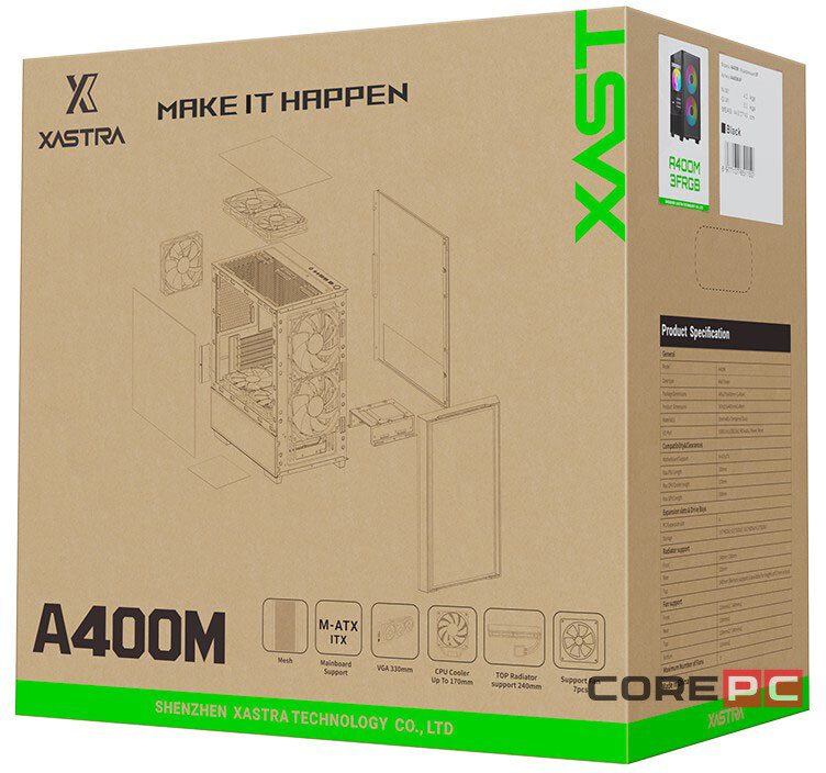 Компьютерный корпус XASTRA A400M 3ARGB-C6 TG Black (A400M-2FC14A-1FC12A-C6)