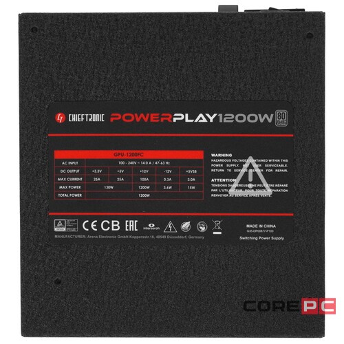 Блок питания Chieftec 1200W CHIEFTRONIC POWERPLAY GPU-1200FC