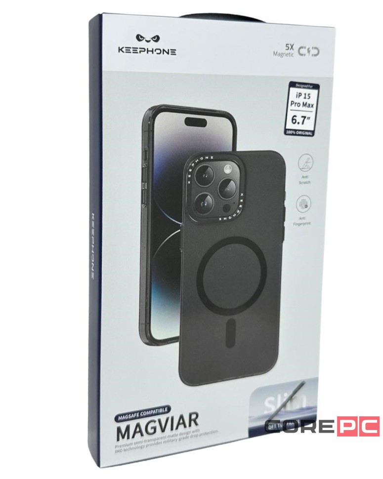 Накладка для i-Phone 15 Pro Max Keephone Magviar Magsafe черная