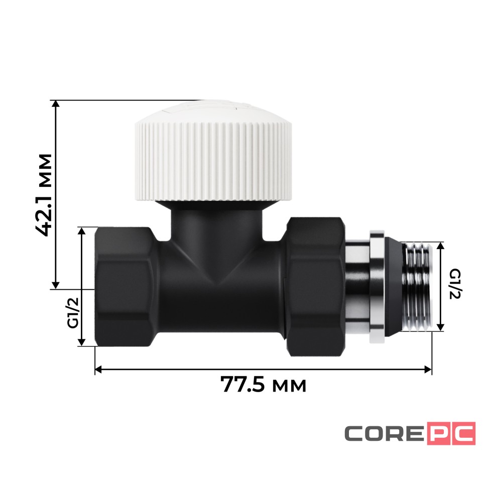 Набор термостатический прямой Royal Thermo Design 1/2quot;М30х1,5 (Черный)