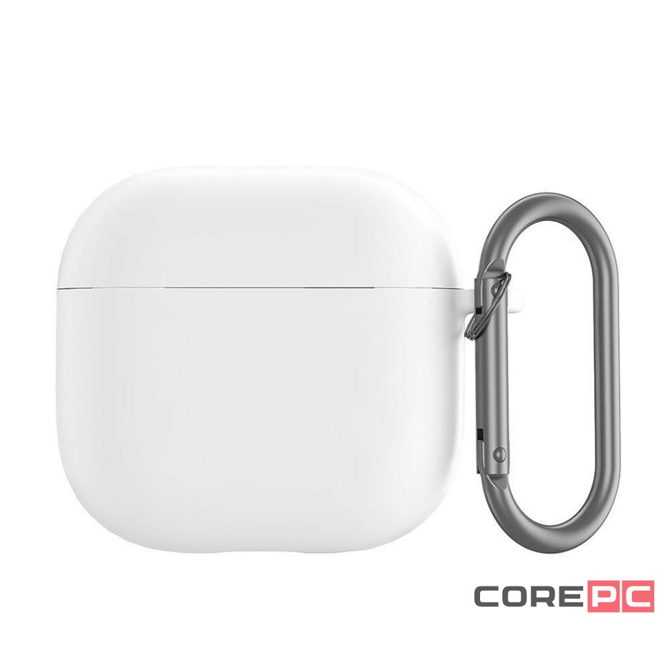 Чехол Protective Case для AirPods 4 силиконовый с карабином (белый)