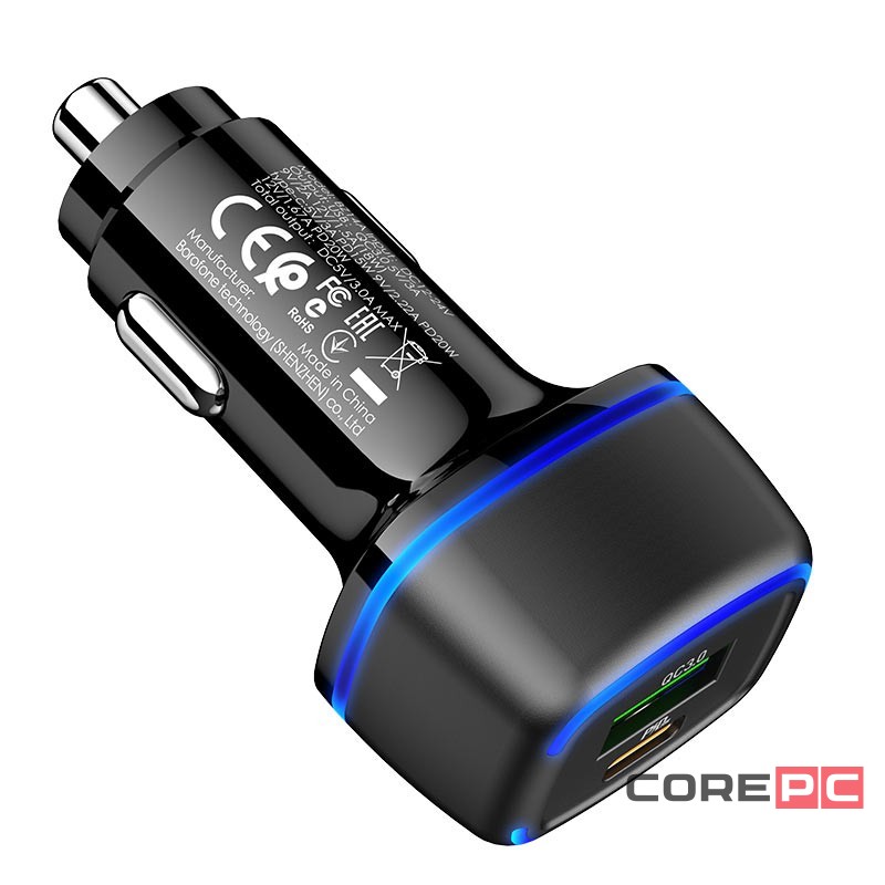 Автомобильное заряд. устр. Borofone BZ14A 1USB/1C QC3.0 20W черное