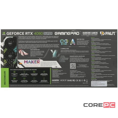 Видеокарта Palit (NED408ST19T2-1032A) GeForce RTX 4080 SUPER 16GB GAMINGPRO OC