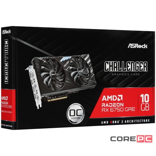 Видеокарта ASRock (RX6750GRE CL 10GO) Radeon RX 6750 GRE 10GB CHALLENGER OC
