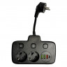 Amper сетевой удлинитель, 0,2м, 2 розетки, 3*0,75мм, 10А, 2500 Вт, 3usb, 1Type-C, 3кн, черный