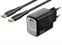Сетевое зар. устр. Keephone Mixeed KP-EB007 1C 30W Gan с кабелем Type-C на Type-C черное