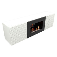 Тумба с биокамином Firelight BFP/P-1400V белая+набор керамических дров береза