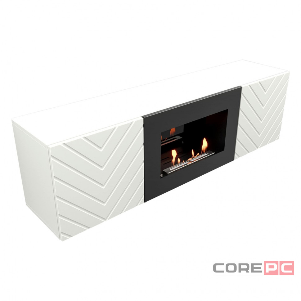 Тумба с биокамином Firelight BFP/P-1400V белая+набор керамических дров береза