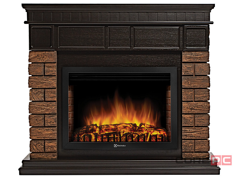 Портал Firelight Bricks Wood 25 камень темный, шпон венге